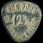 Jeton Caf� Ogier - Cinq Chemins - 12 &frac12; centimes - revers