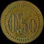Jeton Cantine Blanc - 50 centimes � localiser - revers