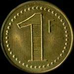 Jeton Cantine Blanc - 1 franc � localiser - revers