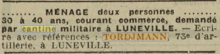 Annonce pass�e par Tordjmann dans l'Est R�publicain du 18 mai 1938