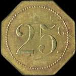 Jeton Coop�rative des P.T.T. - 25 centimes - � localiser - revers