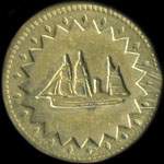 Jeton avec dessin d'un bateau 3 mats - 20 centimes � localiser - avers