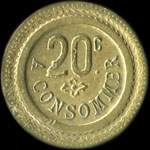 Jeton avec dessin d'un bateau 3 mats - 20 centimes � localiser - revers