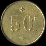 Jeton anonyme de 50 centimes en laiton rond repr�sentant une lyre - revers