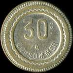 Jeton anonyme de 30 centimes avec un sanglier (type 2) - revers
