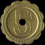 Jeton Ellas - C.P. - 5 centimes � localiser - revers