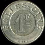 Jeton Folies-Cin� - 1 franc localis� � Paris - 28, Passage des Panoramas - avers