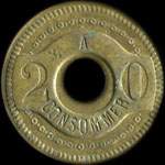 Jeton H�naux - 20 centimes � localiser - revers