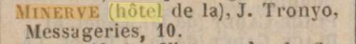 H�tel de la Minerve au 10, Rue des Messageries (10�me arrondissement) mentionn� dans l'Annuaire-Almanach du Commerce