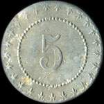 Jeton I H S - 5 (centimes) � localiser - revers