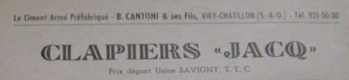 Clapiers Jacq, fabriqués dans l'usine de Savigny par B.Cantoni & ses Fils, établis à Viry-Châtillon