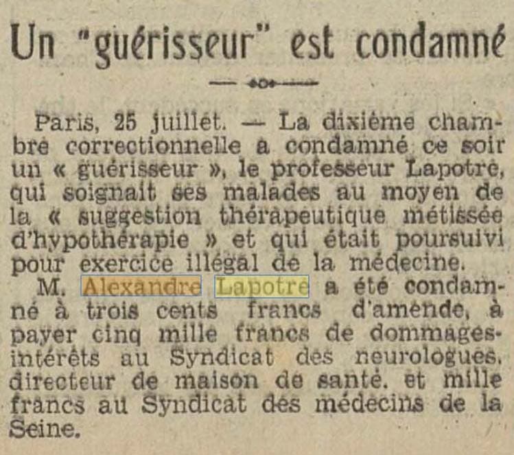 Insertion dans Le Télégramme des Vosges du 27 juillet 1936
