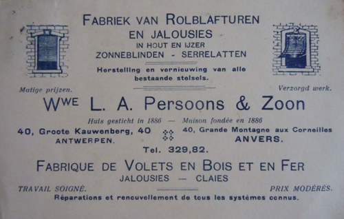 Persoons et Zoon � ANtwerpen (Anvers)