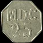 Jeton M.D.C. avec lyre - 25 centimes � localiser - revers