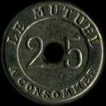 Jeton Le Mutuel - 25 centimes � localiser - revers
