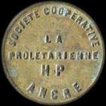 Jeton Soci�t� Coop�rative La Prol�tarienne - H P - Ancre - 5 (centimes) � localiser - avers