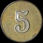 Jeton Soci�t� Coop�rative La Prol�tarienne - H P - Ancre - 5 (centimes) � localiser - revers