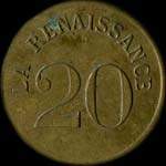Jeton à localiser La Renaissance 20 centimes en laiton rond 25 mm - avers