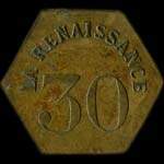 Jeton à localiser La Renaissance 30 centimes en laiton hexagonal 25 mm - avers