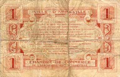 Billet de la Chambre de Commerce d'Abbeville - 2 francs avec filigrane Abeilles