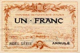 Billet de la Chambre de Commerce d'Alais (Al�s) - 1 franc - Autorisation Minist�rielle du 16 ao�t 1915 - Hors S�rie annul�