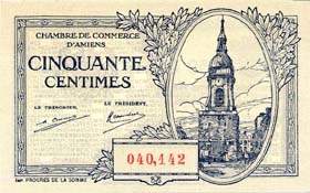 Billet de la Chambre de Commerce d'Amiens - 50 centimes 1922