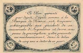 Billet de la Chambre de Commerce d'Angoul�me - 50 centimes - 4�me s�rie avec texte au verso avec guillemets - sp�cimen annul�