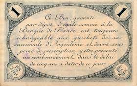 Billet de la Chambre de Commerce d'Angoul�me - 1 franc - �mission du 15 janvier 1915 - 1�re s�rie - sp�cimen annul�