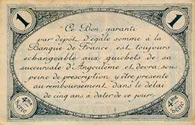 Billet de la Chambre de Commerce d'Angoul�me - 1 franc avec texte au verso avec guillemets