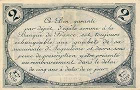 Billet de la Chambre de Commerce d'Angoul�me - 2 francs - �mission du 15 janvier 1915 - 2�me s�rie