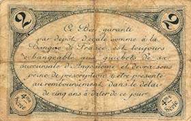 Billet de la Chambre de Commerce d'Angoul�me - 2 francs avec texte au verso sans guillemets