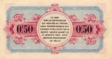 Billet de la Chambre de Commerce d'Annecy - 50 centimes - d�lib�ration du 10 janvier 1920