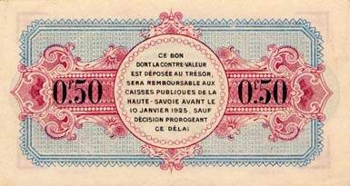 Billet de la Chambre de Commerce d'Annecy - 50 centimes - délibération du 10 janvier 1920
