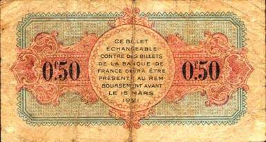 Billet de la Chambre de Commerce d'Annecy - 50 centimes - d�lib�ration du 24 octobre 1917 - R.2e s�rie - s�rie 423 - n� 0,319