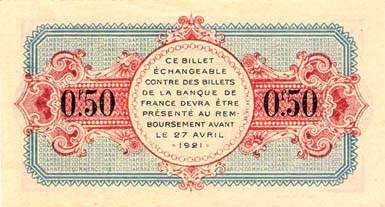 Billet de la Chambre de Commerce d'Annecy - 50 centimes - d�lib�ration du 26 avril 1916