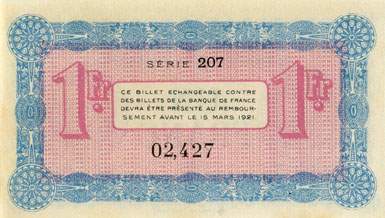 Billet de la Chambre de Commerce d'Annecy - 1 franc - d�lib�ration du 24 octobre 1917 - R.2e s�rie - s�rie 207 - n� 02,427