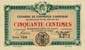 Billet de la Chambre de Commerce d'Annonay - 50 centimes - délibération du 22 février 1917 - numéros à 4 chiffres - avec nom d'imprimeur