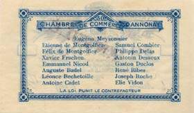 Billet de la Chambre de Commerce d'Annonay - 50 centimes - d�lib�ration du 31 ao�t 1914 - sp�cimen annul�