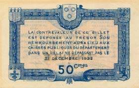 Billet de la Chambre de Commerce de l'Aveyron (Rodez et Millau) - 50 centimes - d�lib�ration du 19 juillet 1917 - sp�cimen annul�