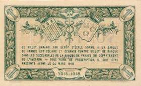 Billet de la Chambre de Commerce de l'Aveyron (Rodez et Millau) - 1 franc - délibération du 12 mars 1915 - spécimen annulé 000000 - grandes lettres