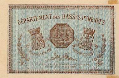 Billet de la Chambre de Commerce de Bayonne - 50 centimes - d�lib�ration du 16 janvier 1915 - s�rie TT - n� 002,282