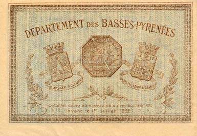 Billet de la Chambre de Commerce de Bayonne - 50 centimes - d�lib�ration du 19 mai 1917 - s�rie DD - n� 005,437