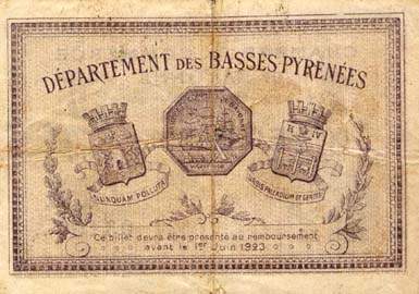 Billet de la Chambre de Commerce de Bayonne - 50 centimes - d�lib�ration du 30 janvier 1918 - s�rie ZZ - n� 03,100