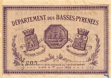 Billet de la Chambre de Commerce de Bayonne - 50 centimes - d�lib�ration du 30 janvier 1918 - s�rie TT - n� 009,215