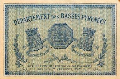 Billet de la Chambre de Commerce de Bayonne - 1 franc - d�lib�ration du 17 novembre 1919