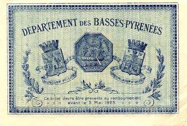 Billet de la Chambre de Commerce de Bayonne - 1 franc - 1 franc - délibération du 5 mai 1920