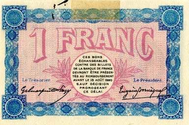 Billet de la Chambre de Commerce de Belfort - 1 franc - d�lib�ration du 18 ao�t 1915