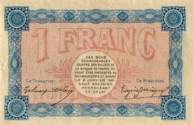 Billet de la Chambre de Commerce de Belfort - 1 franc - d�lib�ration du 6 janvier 1916 - s�rie AD 129 - n� 10,777