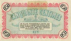 Billet de la Chambre de Commerce de Besançon & du Doubs - 50 centimes - remboursement avant le 1er août 1920 - série 139
