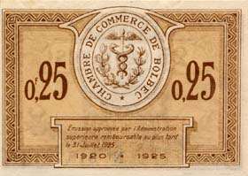 Billet de la Chambre de Commerce de Bolbec - 25 centimes - 1920-1925